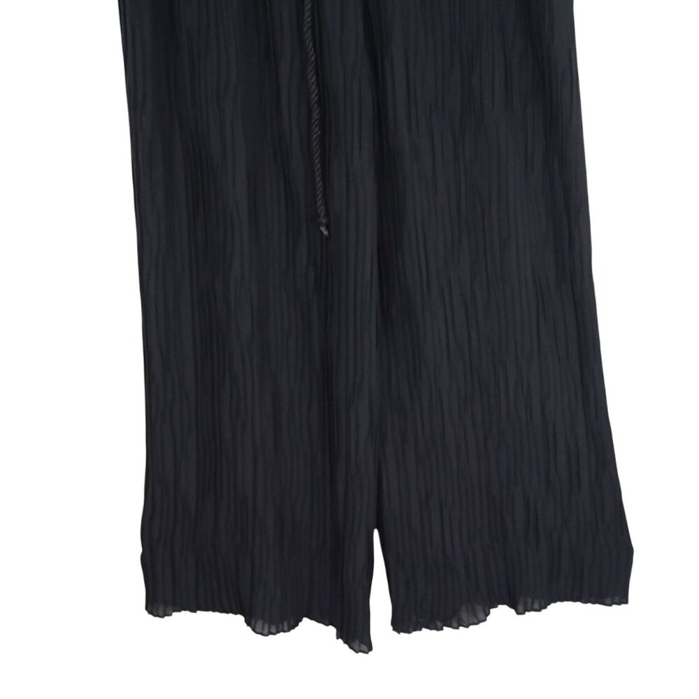 C'est Duo By Casablanca Black Crinkle Wide-Leg Pants With Drawstring Waist Sz S - Picture 4 of 13